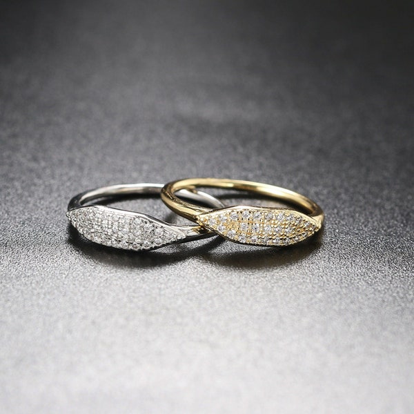 Dainty Signet Ring Gold | Dainty Stacking Ring | Signet Pinky Ring | Minimalistic Gold Rings | Paved Ring Gold, Silver |Dainty Rings for Her