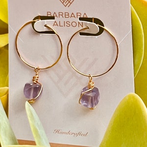 Lavender Fluorite Hoop Earrings