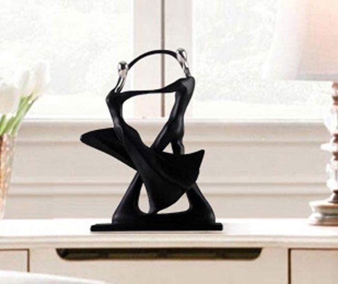 Couple Dancing in Black / Romantic Couple Figurine / Abstract Dancer Lovers Sculpture / Modern Art Table Top Ballroom Dancers