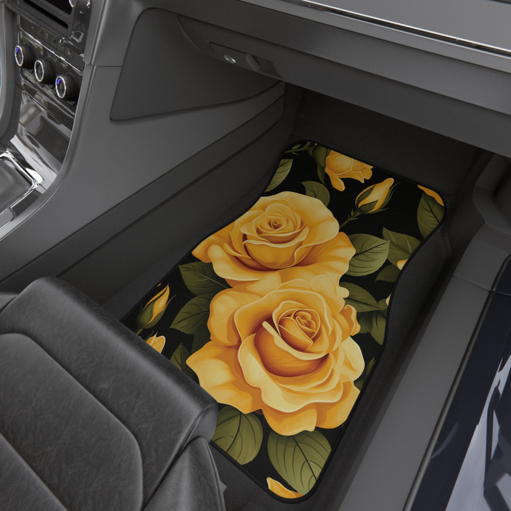 Discover Yellow Roses Car Floor Mat Set
