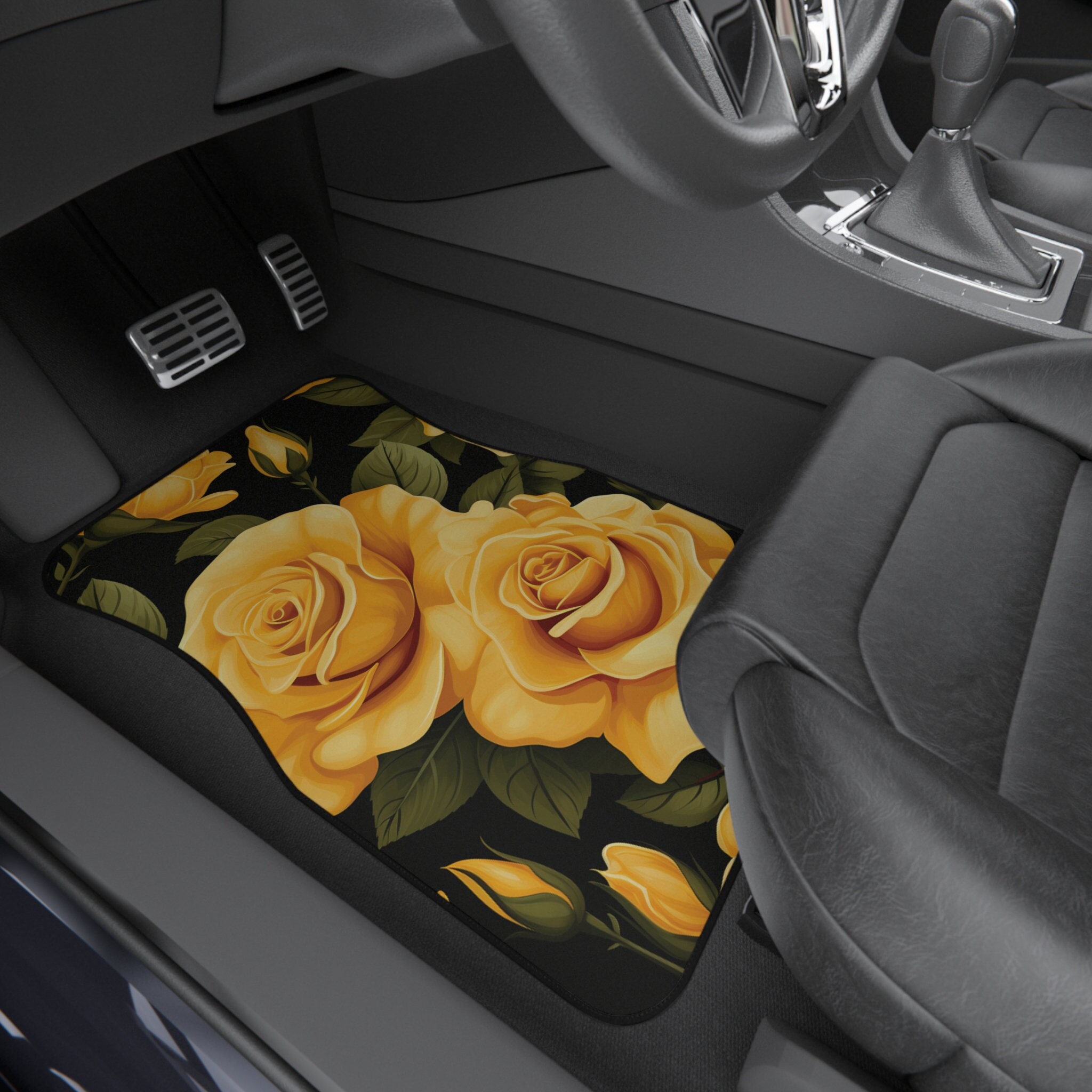 Discover Yellow Roses Car Floor Mat Set