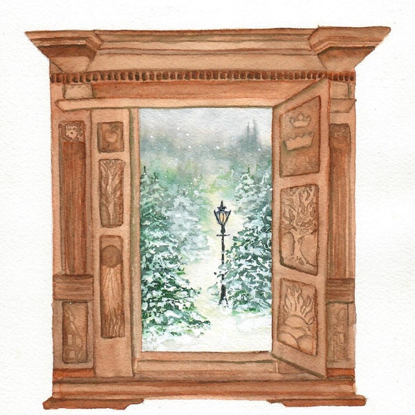 Narnia Wardrobe - Narnia Art - Narnia Painting- C.S. Lewis - Watercolor - watercolor print -school art - Homeschool Art