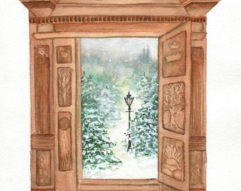 Narnia Wardrobe - Narnia Art - Narnia Painting- C.S. Lewis - Watercolor - watercolor print -school art - Homeschool Art