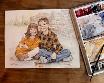 Custom Watercolor Portrait, Pet Portrait, Painting from Photo, Hand Painted Original Art, physical painting