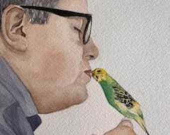 Custom Pet and Owner Portrait, Pet Memorial Painting, Dog, Cat, Watercolor Painting, Handmade Portrait from photo