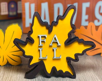 Wooden Fall Leaves Acorn Tiered Tray Decor,Autumn Halloween Thanksgiving wood maple acorn Shelf Sitter, Fall wood Letter home tabletop decor