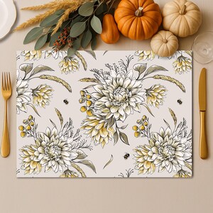 Set of 4 Vintage Yellow Floral Bee Placemats,wildflower Botanical,fall ...