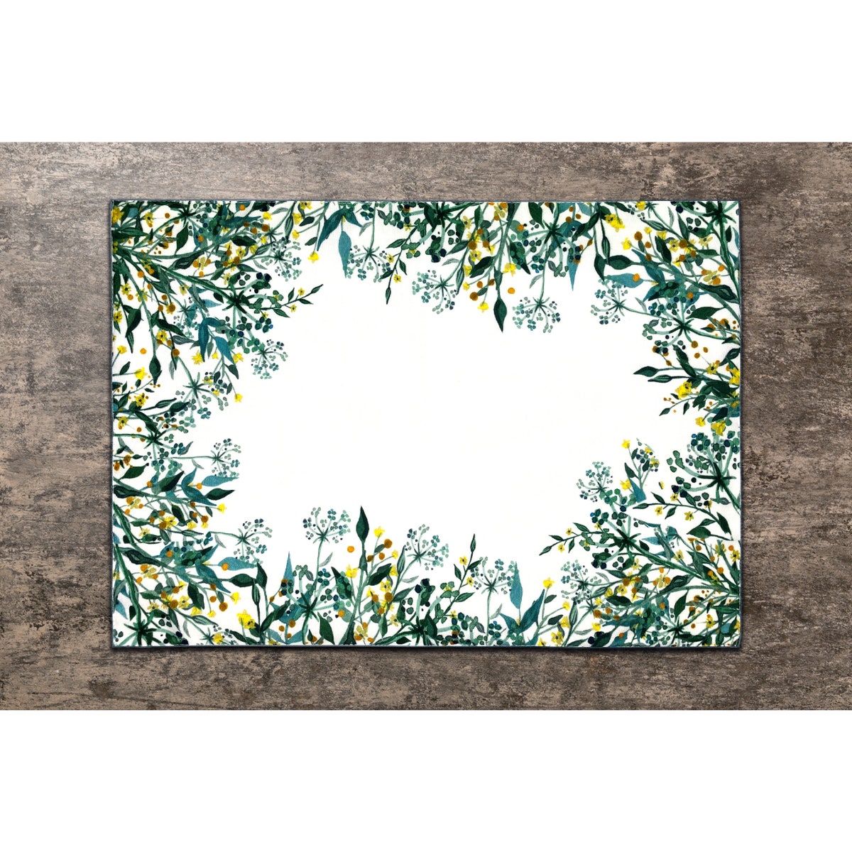 Set of 4 Green Leaf, Branch and Yellow Wildflower Botanical Frame Placemat, Fall Summer Dining Table Decor, Gift for Her, Housewarming Gift - Etsy