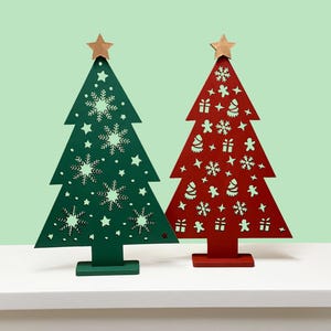 Christmas Holiday Joy Cutout Tree Decor, Christmas Snowflake & Tiny tree gingerbread man toy Cutout Tree,Winter Holiday tabletop decor Gift