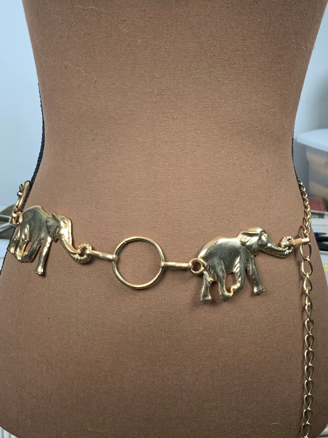 Vintage 80's Metal Elephant Chain Belt Etsy