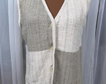 Sostanza crème and tan Button Front Knot Vest