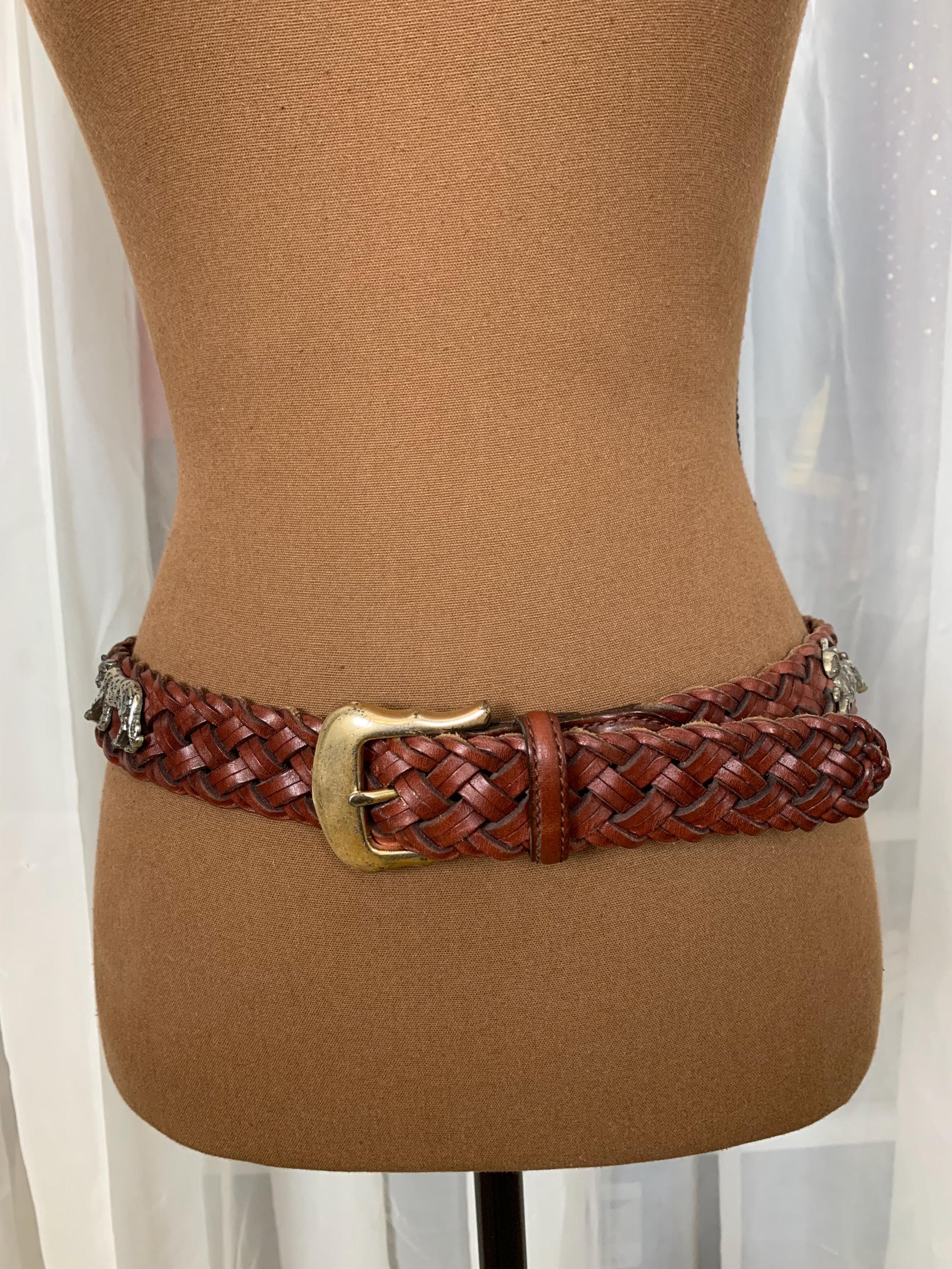 Brighton Brown Braided Leather Belt With Silver Animal  display picture 2