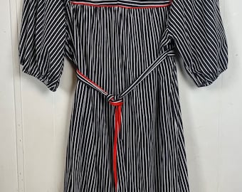 Tabby of California Blk & Wht Striped Dress w/ Red detail