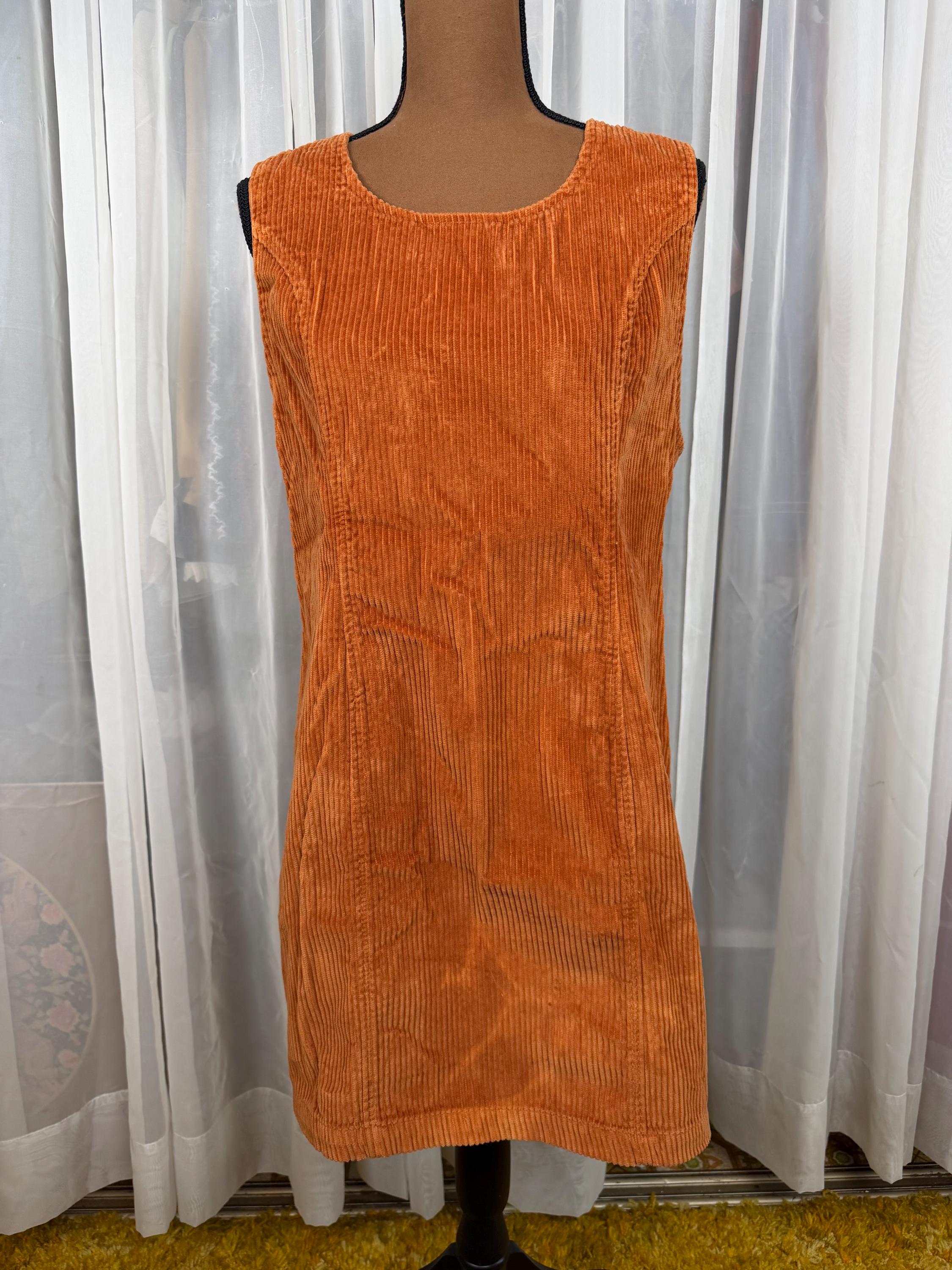 orange corduroy dress Orange Corduroy Spaghetti Strap Mini Dress