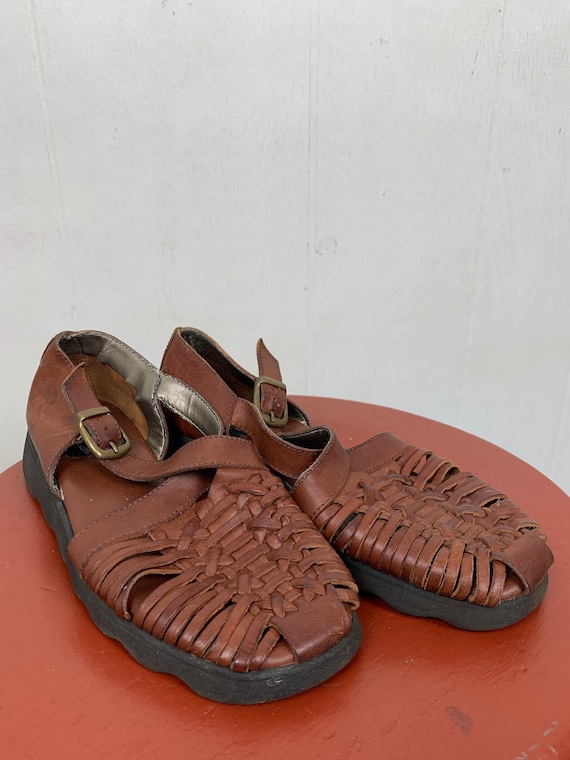 Trader Bay Leather Woven Sandals