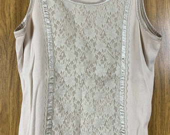 Faded Glory Plus Size Ribbed Tank Top With Lace Detail Etsy