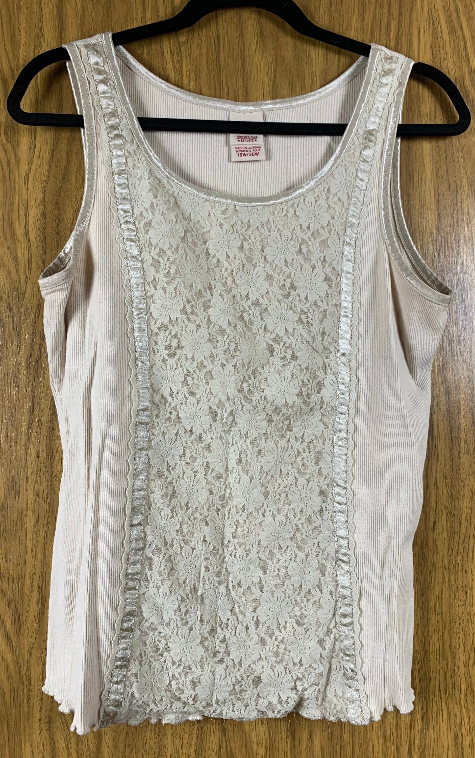 Faded Glory Plus Size Ribbed Tank Top With Lace Detail Etsy