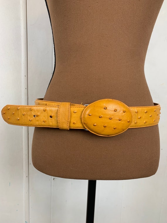 Mustard Yellow Ostrich Leather Belt