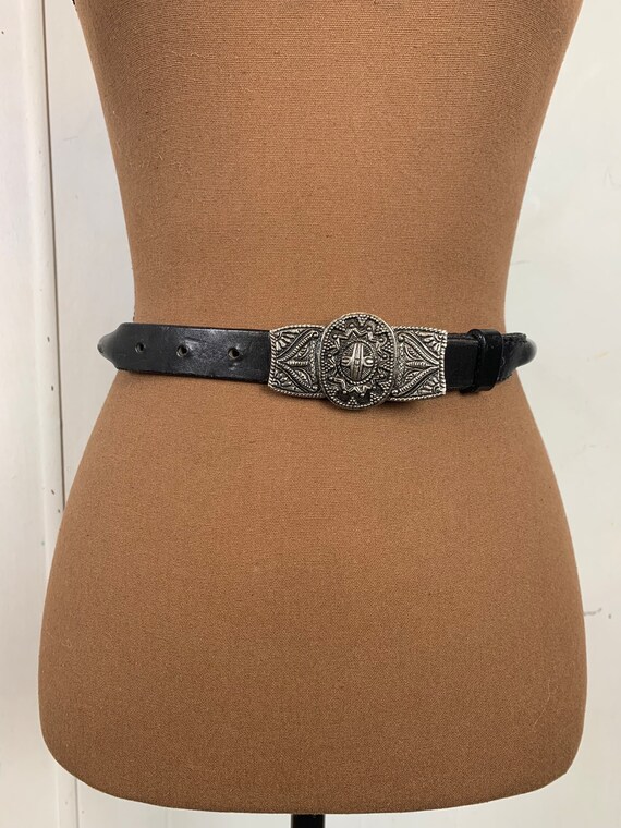 Chicos Leather and Metal Western Belt