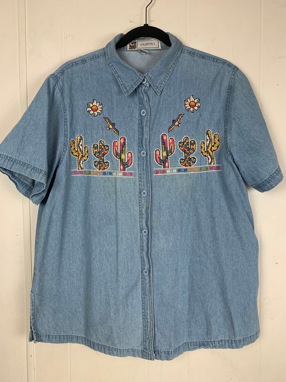 Passion - 1 Denim Embroidered Shirt