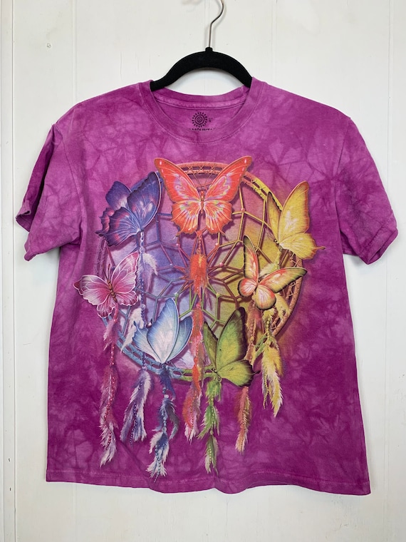 The Mountain Tie Dye Butterfly and Dreamcatcher T-