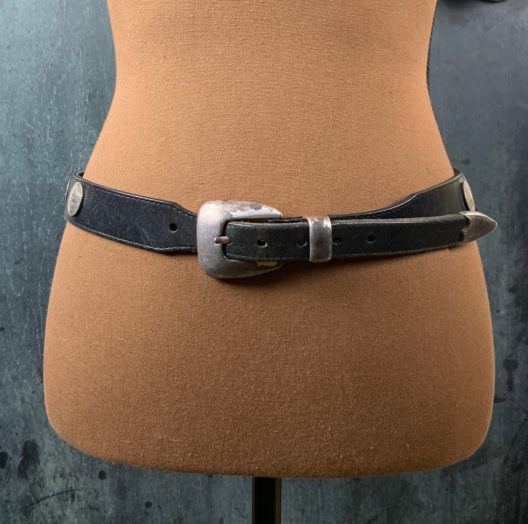 Vintage Braided Leather Buffalo Nickel Belt SMALL Vintage 181gm Buffalo Nickel U.S. Coin Concho Belt Skinny  main image 4