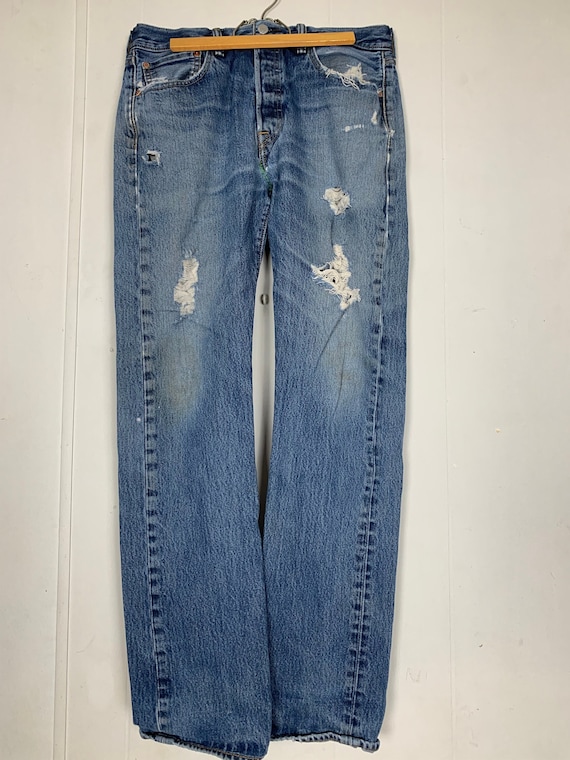 Levi's 501 Button Fly Distressed Jeans