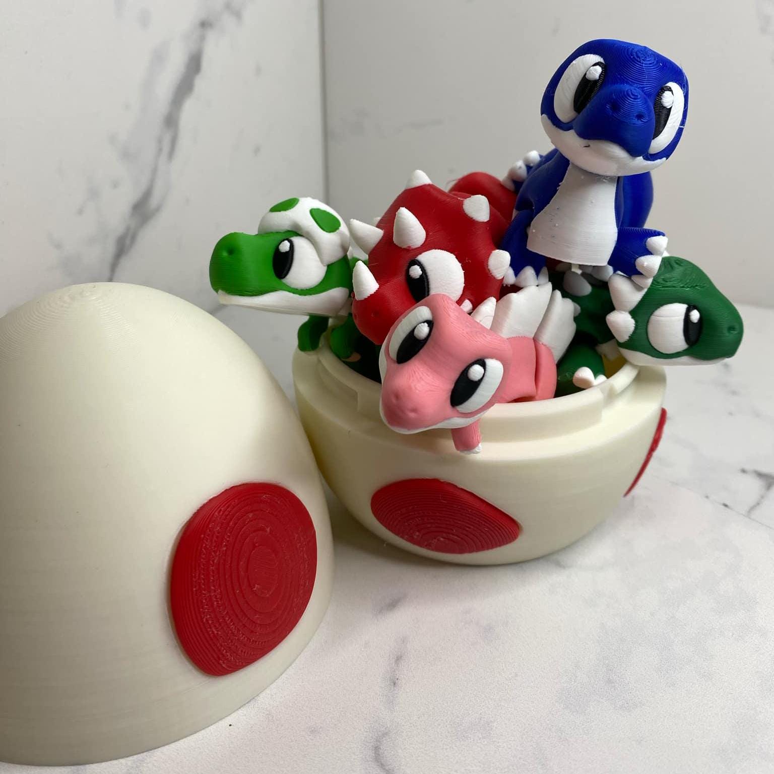 3D Printed Mystery Dino Egg with small fidget Dinosaur travel buddy