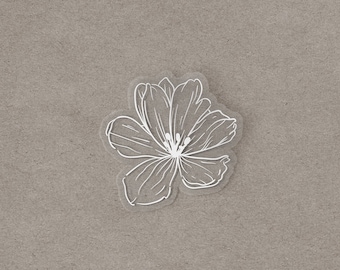 Pegatina de vinilo transparente con flores, calcomanía de tinta blanca, pegatinas estéticas
