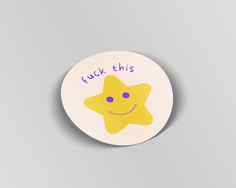 Pegatina de vinilo "Fk This Star", divertida calcomanía sarcástica para portátil