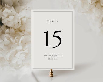 Personalized Wedding Table Numbers | 5x7 Printed Table Numbers | Double-Sided Reception Cards | Minimalist Wedding Decor
