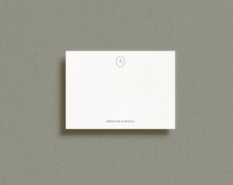 Personalized Modern Monogram Flat Notecards | Custom Minimalist Stationery | A2 Correspondence Cards