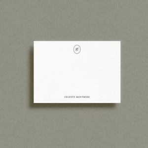 Personalized Script Monogram Flat Notecards | Custom Elegant Stationery | A2 Size Correspondence Cards