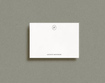 Personalized Script Monogram Flat Notecards | Custom Elegant Stationery | A2 Size Correspondence Cards