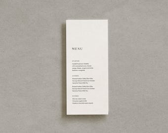 Minimalist Wedding Menu Cards | Printed Wedding Menus | Custom Menu Cards | Wedding Table Cards | 4x9 Menu