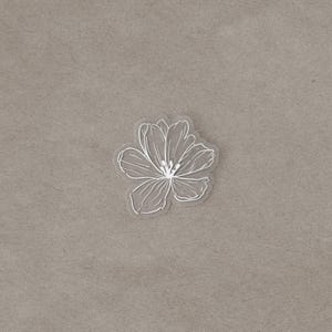 Water-Resistant Clear Flower Sticker, White Ink Vinyl Decal with Matte or Glossy Finish