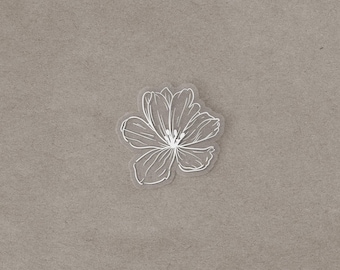 Water-Resistant Clear Flower Sticker, White Ink Vinyl Decal with Matte or Glossy Finish