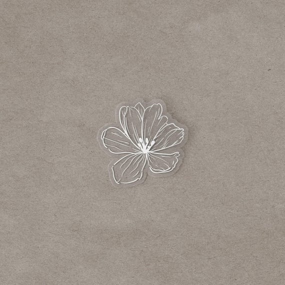 Water-Resistant Clear Flower Sticker, White Ink Vinyl Decal with Matte or Glossy Finish