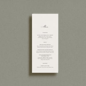 Minimalist Wedding Menu Cards with Script | Printed Wedding Menus | Custom Menu Cards | Wedding Table Cards | 4x9 Menu