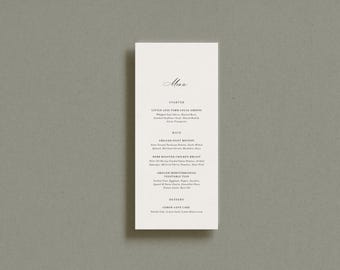 Minimalist Wedding Menu Cards with Script | Printed Wedding Menus | Custom Menu Cards | Wedding Table Cards | 4x9 Menu