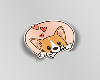 Me encanta Corgi Sticker para San Valentín, Aniversario, y más, Corgi Stuff, Corgi Lover Gift, Impermeable, Pegatina para ordenador portátil, Calcomanía