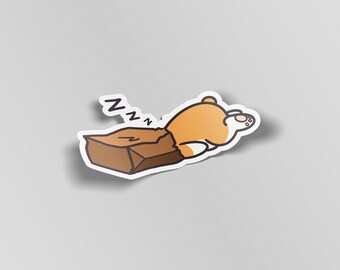 Calcomanía de vinilo de Corgi dormilón, calcomanía de perro durmiendo la siesta