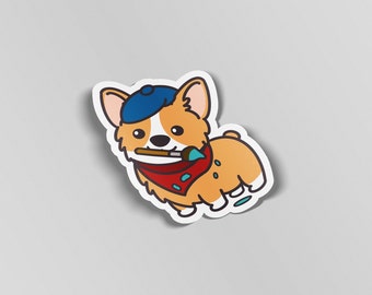 Calcomanía de vinilo de artista Corgi, calcomanía impermeable para amantes de los perros