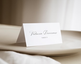 Printed Script Wedding Place Cards, Personalized Flat or Folded Escort Cards, Custom Guest Name Cards