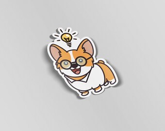 Pegatina Smart Corgi, etiqueta troquelada de vinilo resistente al agua para perro