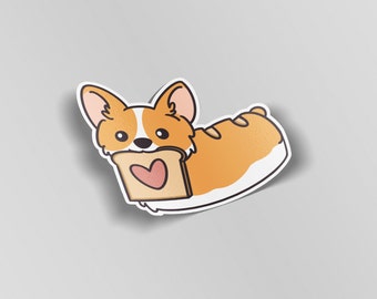 Pegatina de vinilo troquelada de Corgi Loaf