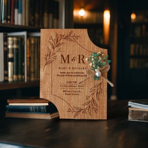 Personalisierte Einladung, Holzeinladung, Landhochzeit, gravierte Hochzeit, Lilienhochzeit, Save The Date, Geburtstagseinladung, Strandhochzeit