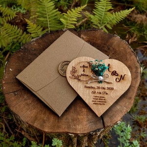 Luxe rustieke houten huwelijksuitnodiging, boheme uitnodigen, Save the Date Card, paarkaart, boho-huwelijksuitnodiging, aangepaste houten uitnodiging