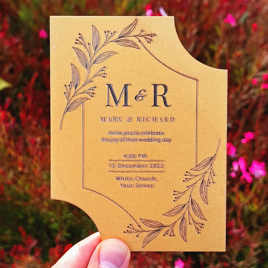 Engraved Invitation Wooden Invitation Custom Invitation Etsy