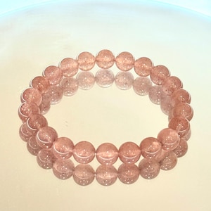 Natural Strawberry Quartz Bracelet Handmade 8.8mm Crystal Stretchy Beaded Bracelets Gift, Spiritual Healing Crystal, Genuine & Untreated
